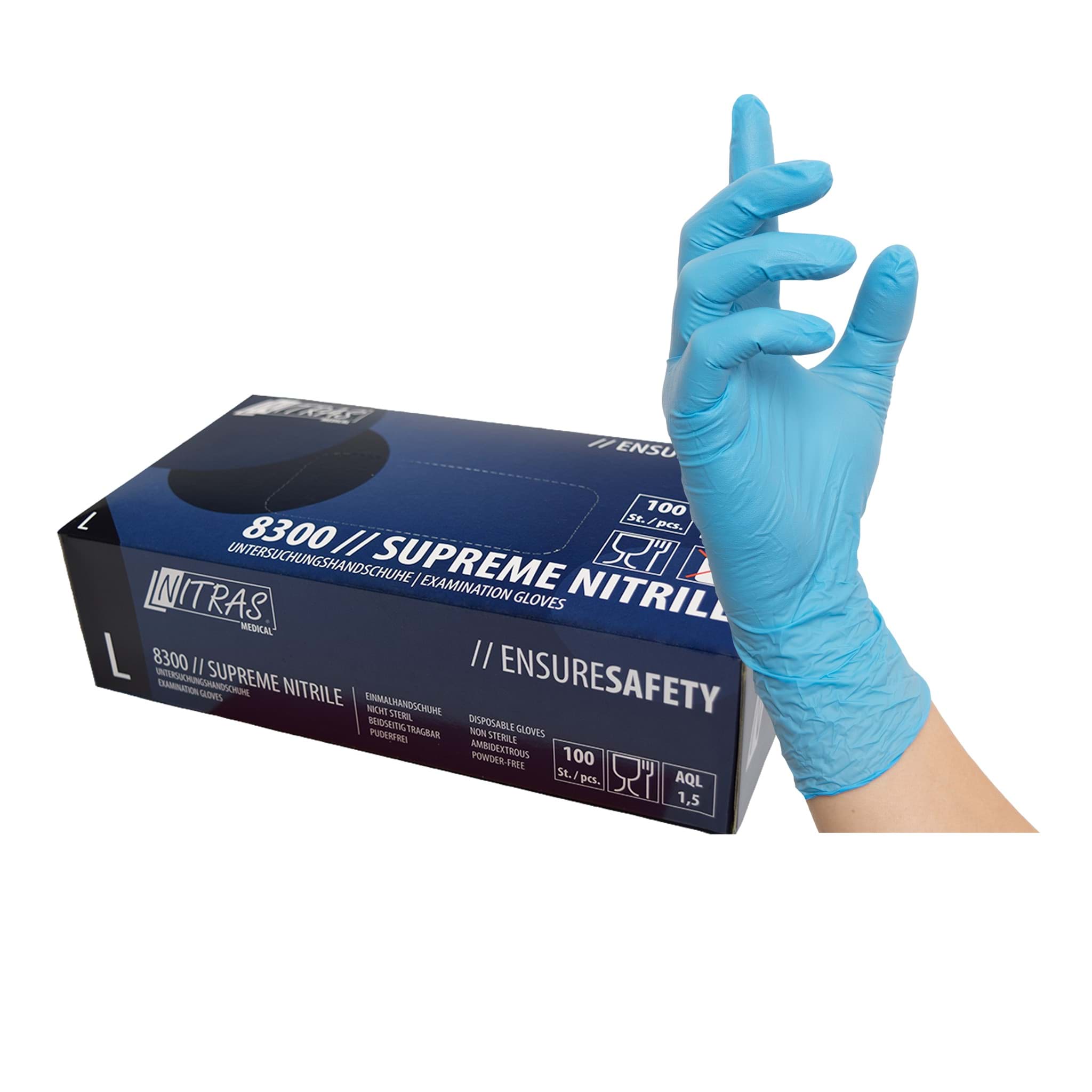 8300 SUPREME NITRILE – Nitril Einmalhandschuhe, puderfrei, blau